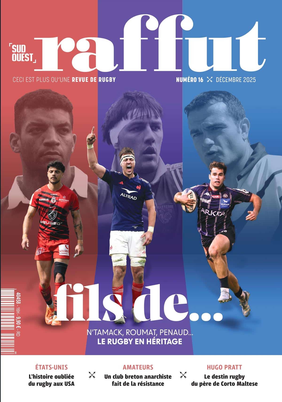 Romain Ntamack, Alexandre Roumat et Damian Penaud sont à la une du seizième numéro de Raffut, disponible en kiosques ce mardi 25 novembre.